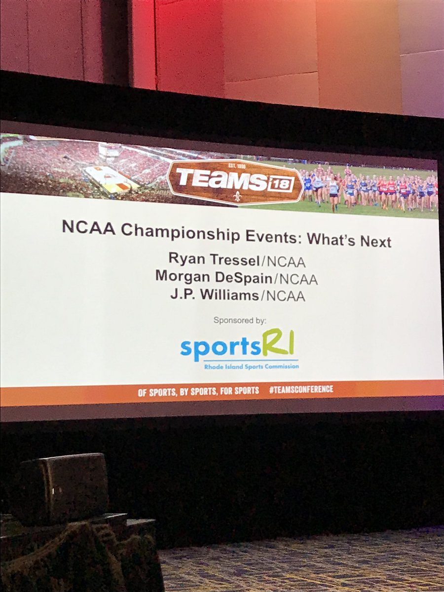 GoSportsRI's tweet photo. #RISports Executive Director John Gibbons welcomes attendees to the #NCAA Championship Events session at #TEAMS18! #PlayInRI @TEAMSconference @NCAA https://t.co/iPqy0XSeMT