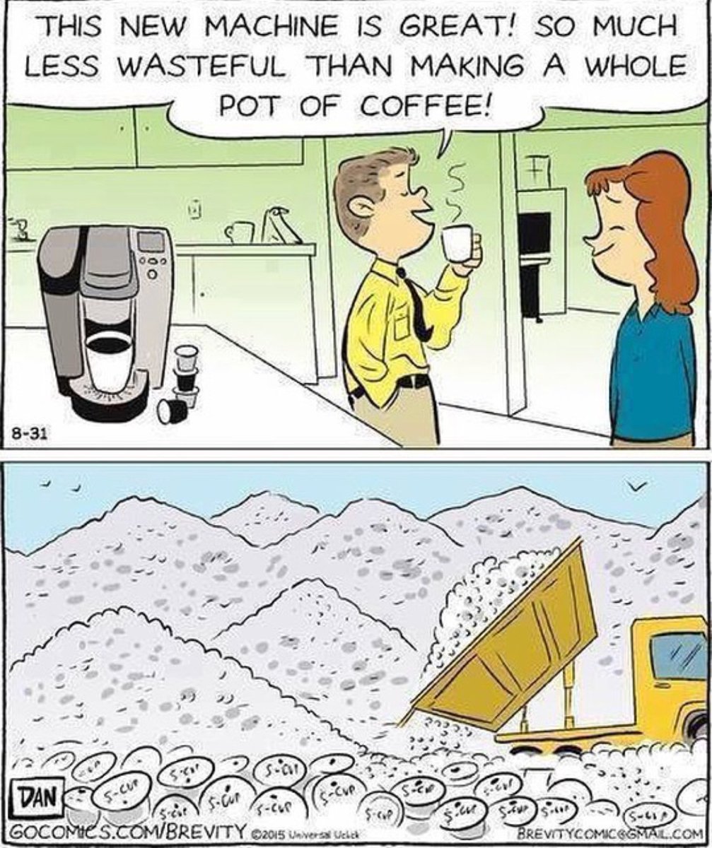 DebbieatEMA's tweet photo. According to @1millionwomen, 55 million coffee pods are thrown away every day! Brew a pot of coffee, share, and use a reusable mug. #CreateLessWaste https://t.co/mUEImfWkEC