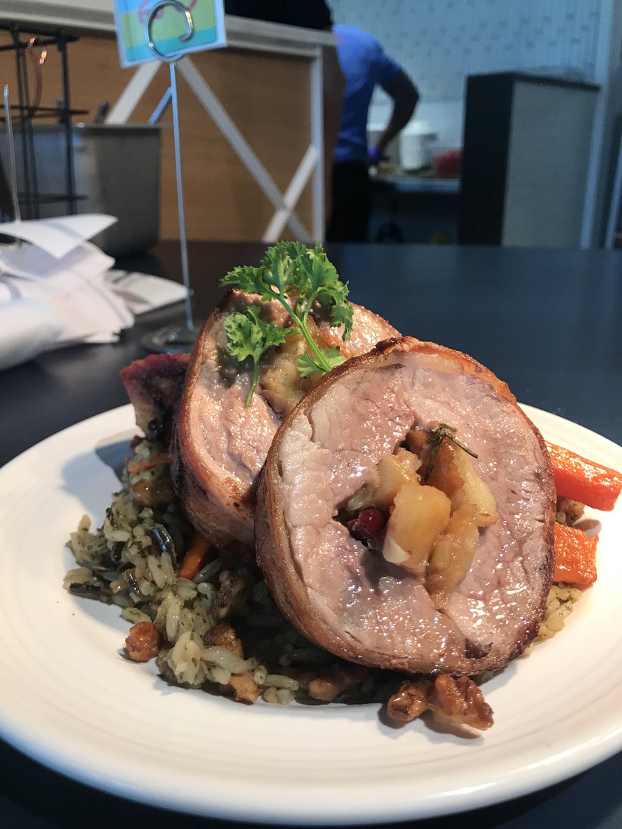 Mango stuffed pork loin served over rice pilaf. #party #partytime #austin #atxmusic #food #foodporn #nomnom #craftbeer #craftcocktails #cocktails #atxfoodie #atxfood #atxmusic  #atxstyle #austintexas #partyplanner #NLP  #nextlevelproductions #atx #austinnightlife #austinfood