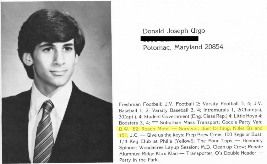 notclimatebrad's tweet photo. Killer Qs for close #BrettKavanaugh friends Phil Merkle, Donny Urgo, J.C. del Real, Tobin Finizio: what were the Beach Week '82 "Killer Qs"?
Julie Swetnick described Beach Week '82 parties with Quaalude-spiked alcohol. https://t.co/d2b3n7tYVe
