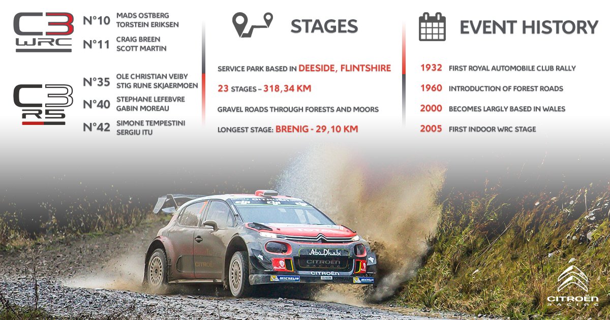 Two #C3WRC and three #C3R5 are ready to fight at @WalesRallyGB!👊#WRC