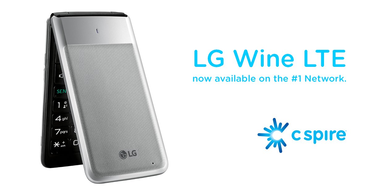 CSpire's tweet image. Stylish, durable flip phone with 3" screen, dedicated keys for camera and speakerphone, and 5MP camera capable of recording in HD - the LG Wine LTE is now available on the #1Network. cspi.re/GJ3830m45zj