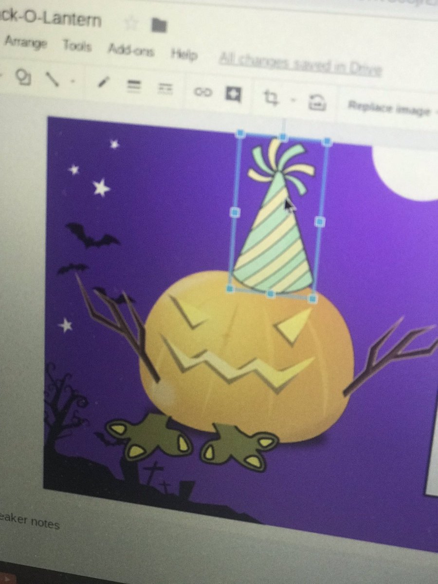 Cutting and pasting with creativity in Google Slides today 🎃 #geniushour @GoogleForEdu #gafe4littles