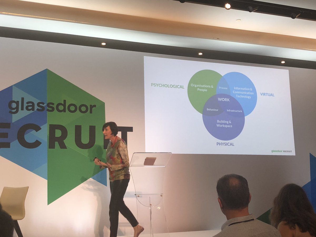GlassdoorUK's tweet photo. 3 spheres of work. Psychological, Virtual and Physical @monicacparker #GDRecruit https://t.co/y9JgzNOoSf