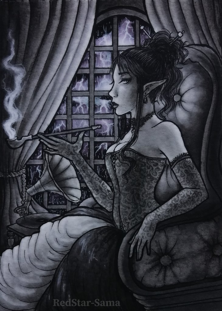 RedStar_Sama's tweet photo. ⛈️ Inktober Day 2 ~ Victorian with my vegan vampire Selina! ⛈️
#MyArt #Inktober #Inktober2018 #OCoctober https://t.co/Rlgasn7tOI