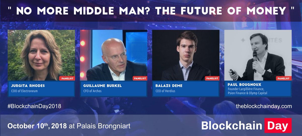 Blockchain_Day's tweet photo. NO MORE MIDDLE MAN? THE FUTURE OF MONEY 📣

Blockchain is revolutionizing the way payments are made. Check out round table @PBougnoux @LargilliereFin, @BalazsDeme from @HerdiusDEX, Guillaume Burkel @ARCHOS, Jurgita Rhodes @electroneum

https://t.co/UjMmaKCJA2  
#blockchainday2018 https://t.co/Vxzs7Qfi5v