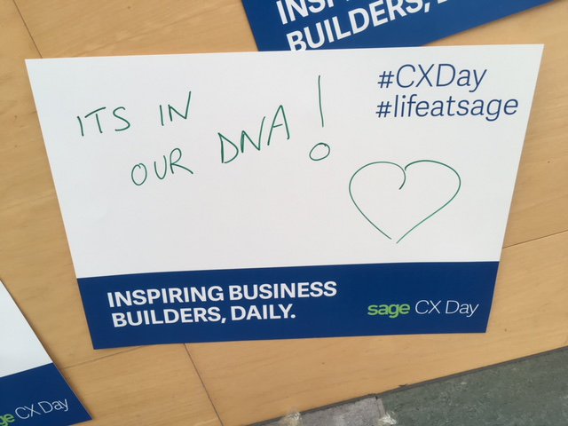 Had tons of fun celebrating #CXDay2018 - it's important to take a moment to reflect on what a good customer experience looks like to each of us personally - and whether we are living up to that.  Signing off with this quote from a colleague - it's in our DNA #lifeatsage