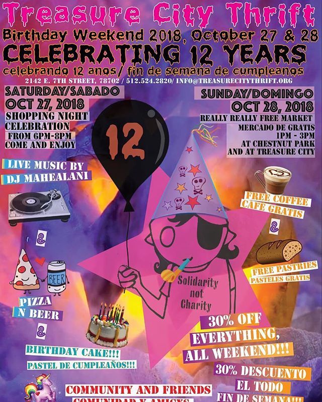 PuroChingonColl's tweet photo. Please support this Austin business that has helped us for several years. We appreciate you! #Repost @treasurecitythrift
・・・
...that time of the year otra vez 🎉🎊🎉🎊 Treasure City turns 12 &amp;
We want to celebrate another birth year with our community! Featuring events &amp; tre… https://t.co/BFLfw3X0ms