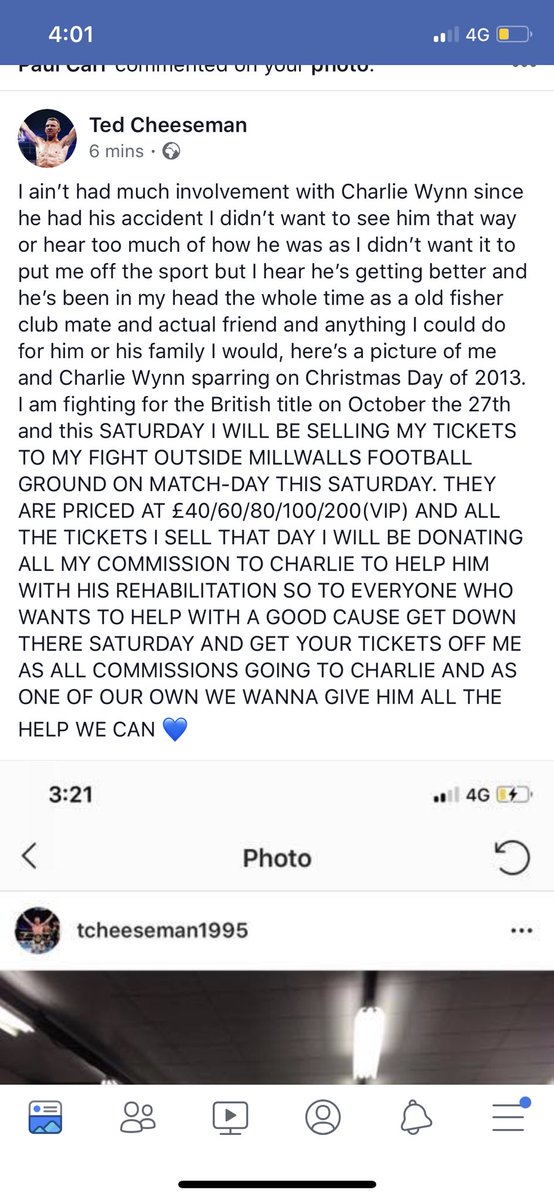 Ted_MRFISHER_'s tweet photo. Everyone get down the @MillwallFC ground this Saturday match-day to get your tickets off me as all commission From tickets sold this Saturday going towards help with ex-fisher abc fighter Charlie wynns rehabilitation https://t.co/8WjaMic6GY