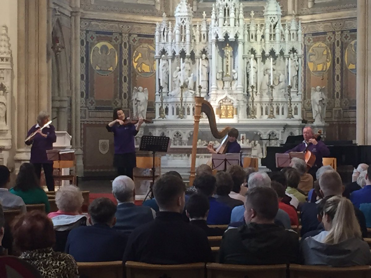 WuKelly's tweet image. The @RTElyricfm quartet @evelynlyric Mary McCague @jeankellyharp appropriately decked out for their outreach concert in @Clongowes with old boy #71 @corkpops assigned to the #SinBin