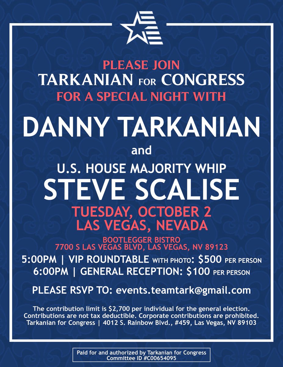 AmyOffScript's tweet photo. 🇺🇸❤️TONIGHT! Don't miss out on this opportunity to meet and hear from our good friend, House Majority Whip Steve Scalise. Please RSVP! #NV03 https://t.co/UnhwgYgSXG