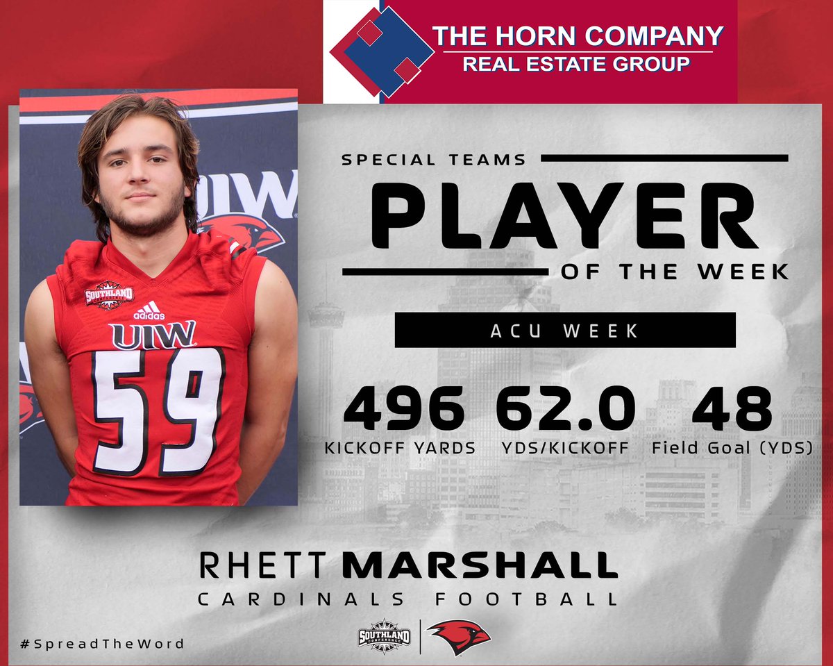 UIWFootball's tweet photo. Congrats to @rhett_marshall, The Horn Company Special Teams Player of the Week!

#RedandBlackGiveBack #SpreadTheWord https://t.co/AVBx4cEt6R