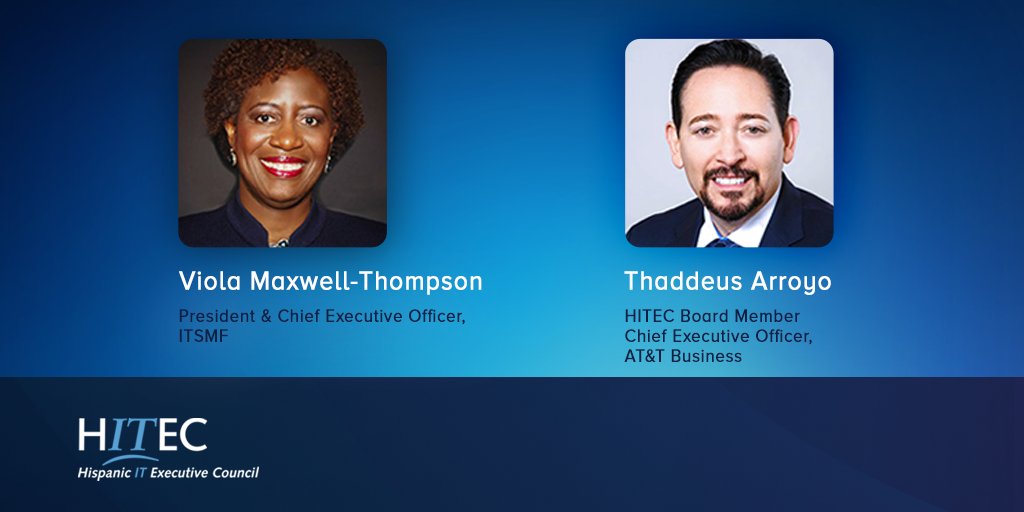 hitecglobal's tweet photo. HITEC and ITSMF are driving IT industry's advancement in #diversity! Recently Thaddeus Arroyo HITEC Board member &amp; @ATTBusiness CEO and Viola Maxwell-Thompson, ITSMF President &amp; CEO, were featured in @MBNUSA's "Creating future leaders." Read it here: https://t.co/HGc6ANIgs7 https://t.co/qE2FRLvm52