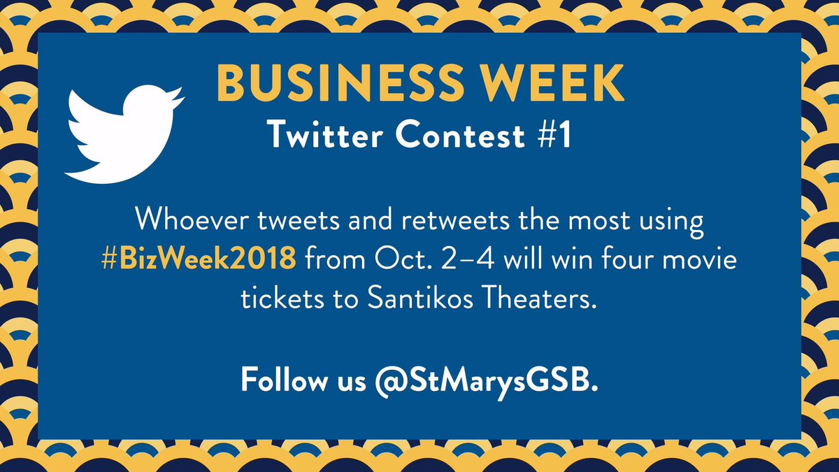 doctort2's tweet photo. @StMarysGSB @StMarysU #BizWeek2018 #TwitterContest. The #challenge is on, who will be our winners? https://t.co/yuTC8skMIn