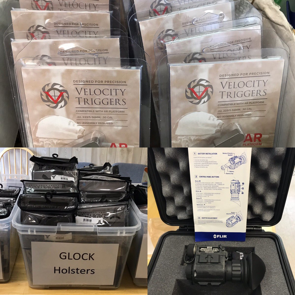 GunsiteAcademy's tweet image. We begin to arrange the prizes for the Gunsite Alumni Shoot!  Stay tuned for more!  #velocitytriggers #bladetech #FLIR.