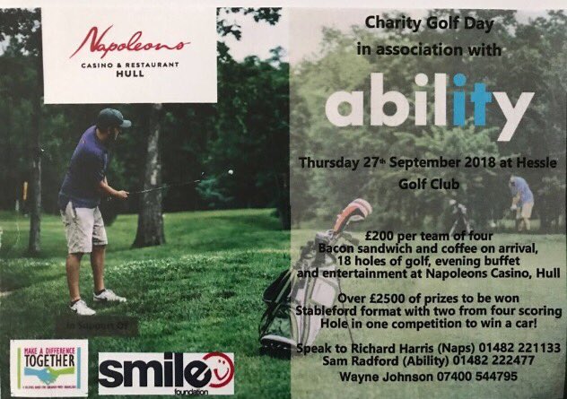 Thanks to Napoleons Casino@NapsHull 
Ability IT@weareability on your fundraising golf day.
And all teams.
<a href="/GFSmithpapers/">GF Smith</a> 
<a href="/cherryprinters/">Cherry Printers</a>