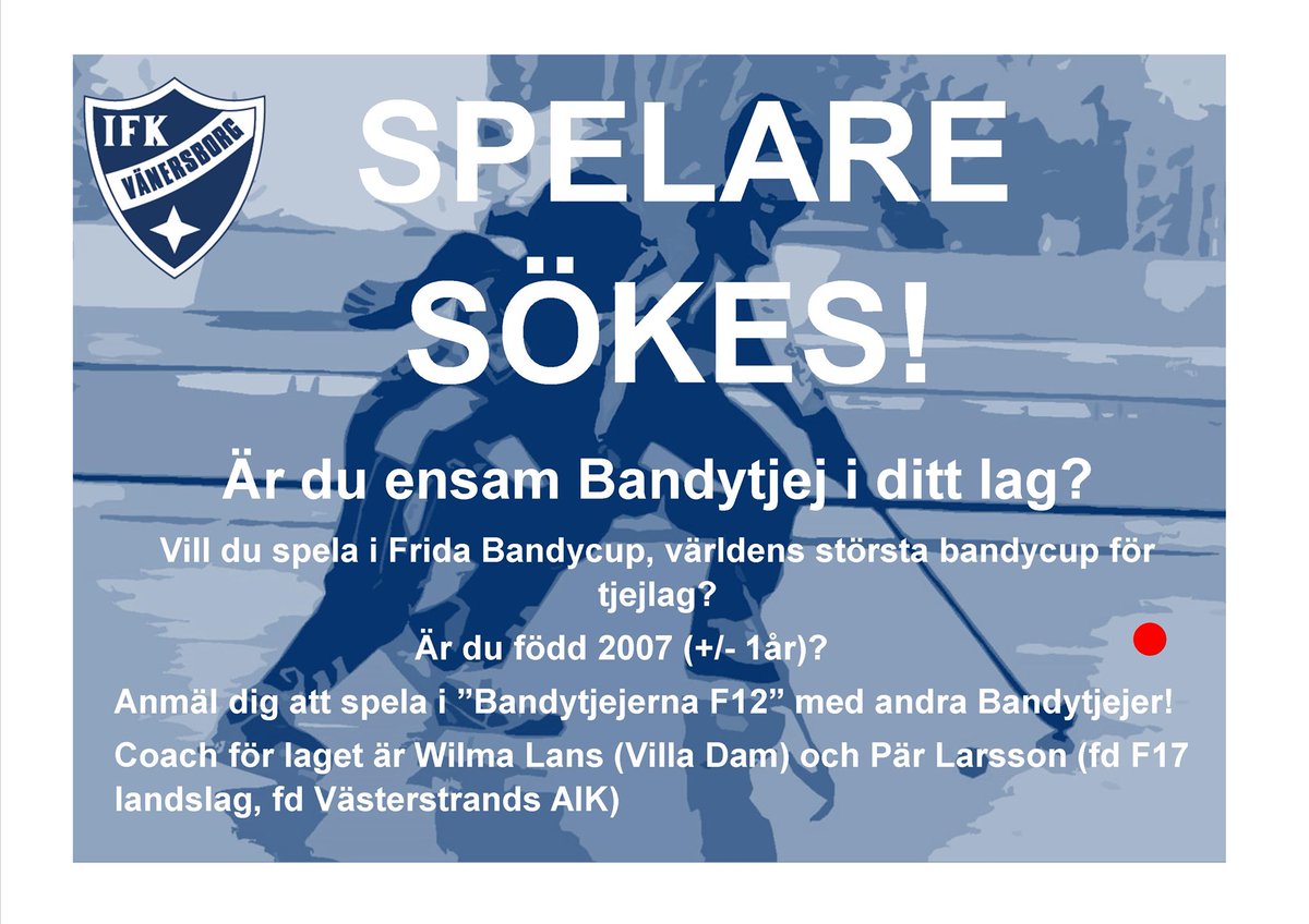 FridaBandycup's tweet photo. Nu ger vi flickor som är aktiva i en föreningen utan flickverksamhet möjligheten att delta i FBC i ett mixlag ! Vid intresse 👇🏼fridabandycup@gmail.com
#världensstörstabandycup #baraförflickor #svbandy #fbc2018 https://t.co/adKiFgY8MV