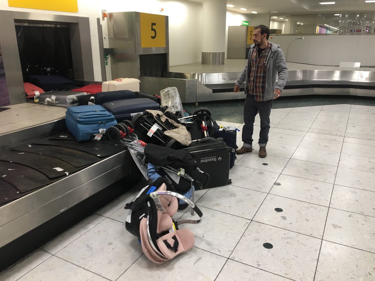 FelixColes's tweet photo. Great work @Gatwick_Airport those are my bags with laptop, and breakables, with many others belongings, all upside down, after countless shouts the machine clearly wasn’t working...

#idiots 
#welldone https://t.co/f8I8AQGnkC
