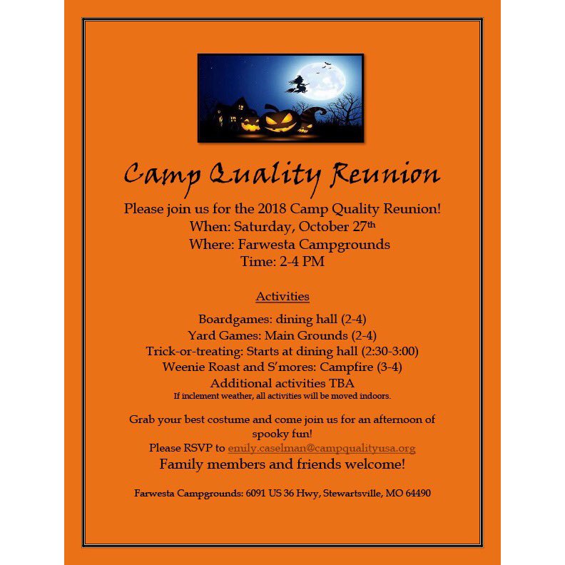 CampQualityNWMO's tweet photo. Don’t miss out on our 2018 Camp Quality NWMO reunion! https://t.co/wSsCP4plAZ