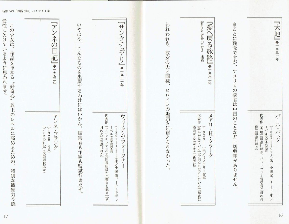 93 まことに残念ですが 不朽の名作への 不採用通知 160選 これも絶版 しかも古書が4000円 は 今日 世界的名作とされている本に対して 最初に原稿を受け取った出版社の断り状が多々収録されています ホントすごいよ 4ページ 丹治吉順 A K A 朝p
