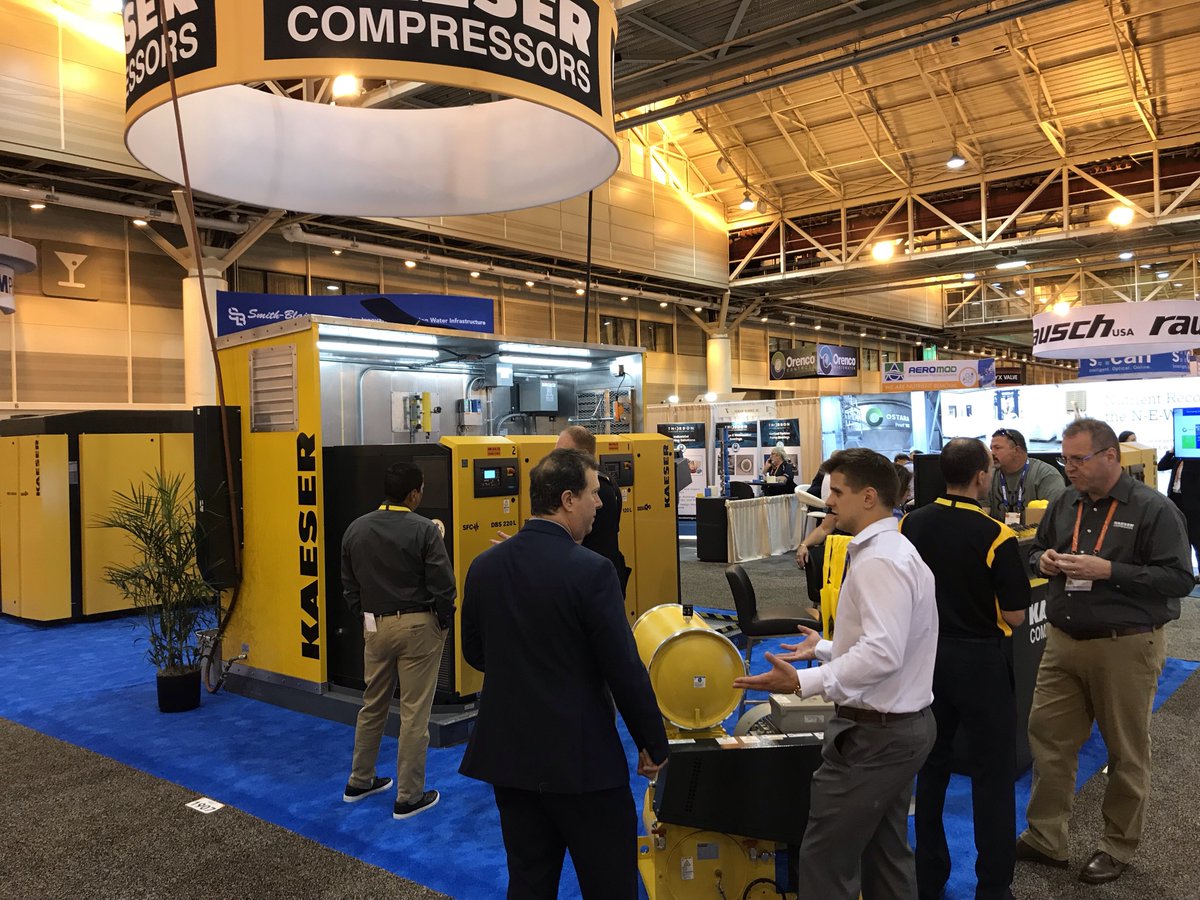 KaeserUSA's tweet photo. .@WEFTEC We are busy answering your questions about blower systems for water treatment. Stop by and see us in booth 1907 in Hall B and check out the custom skid package. #weftec18 #customengineeredsolutions #blowers https://t.co/F7I5WW9vit
