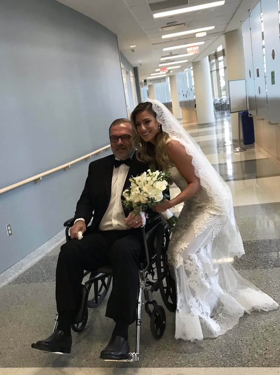 advocatehealth's tweet photo. To help Ed Stade be able to “walk” his daughter down the aisle for her wedding day, Advocate Sherman Hospital nurses Amanda Widger and Meagan Schartz, housekeeping, food &amp; nutrition, and the gift shop quickly sprung into action. READ MORE: https://t.co/BwHqThR3Ys https://t.co/oQWIHCbhKx