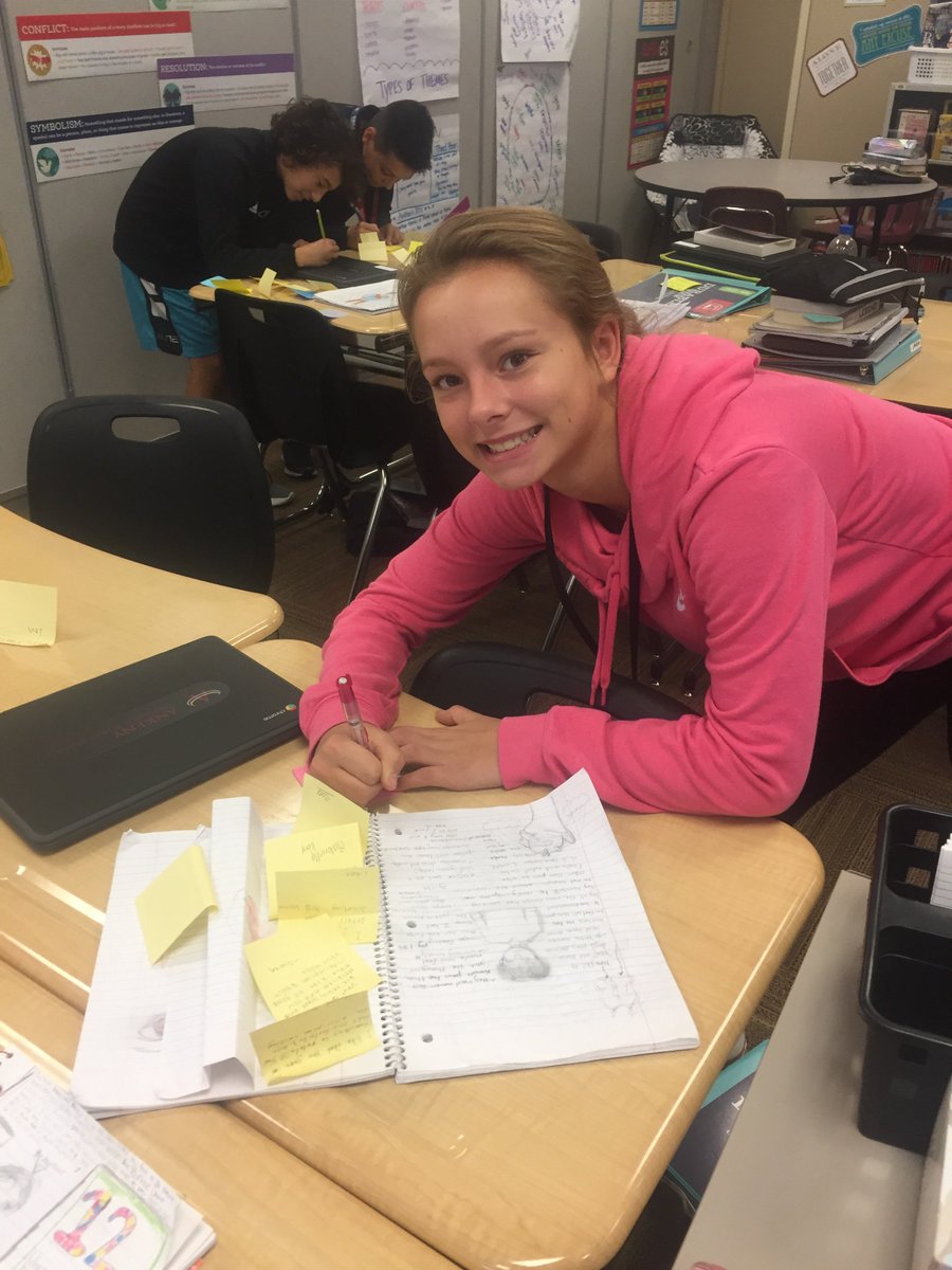 AnkenyParkview's tweet photo. Parkview 7th graders give feedback during a gallery walk. 
#PV7M https://t.co/ZfLokvt7GD