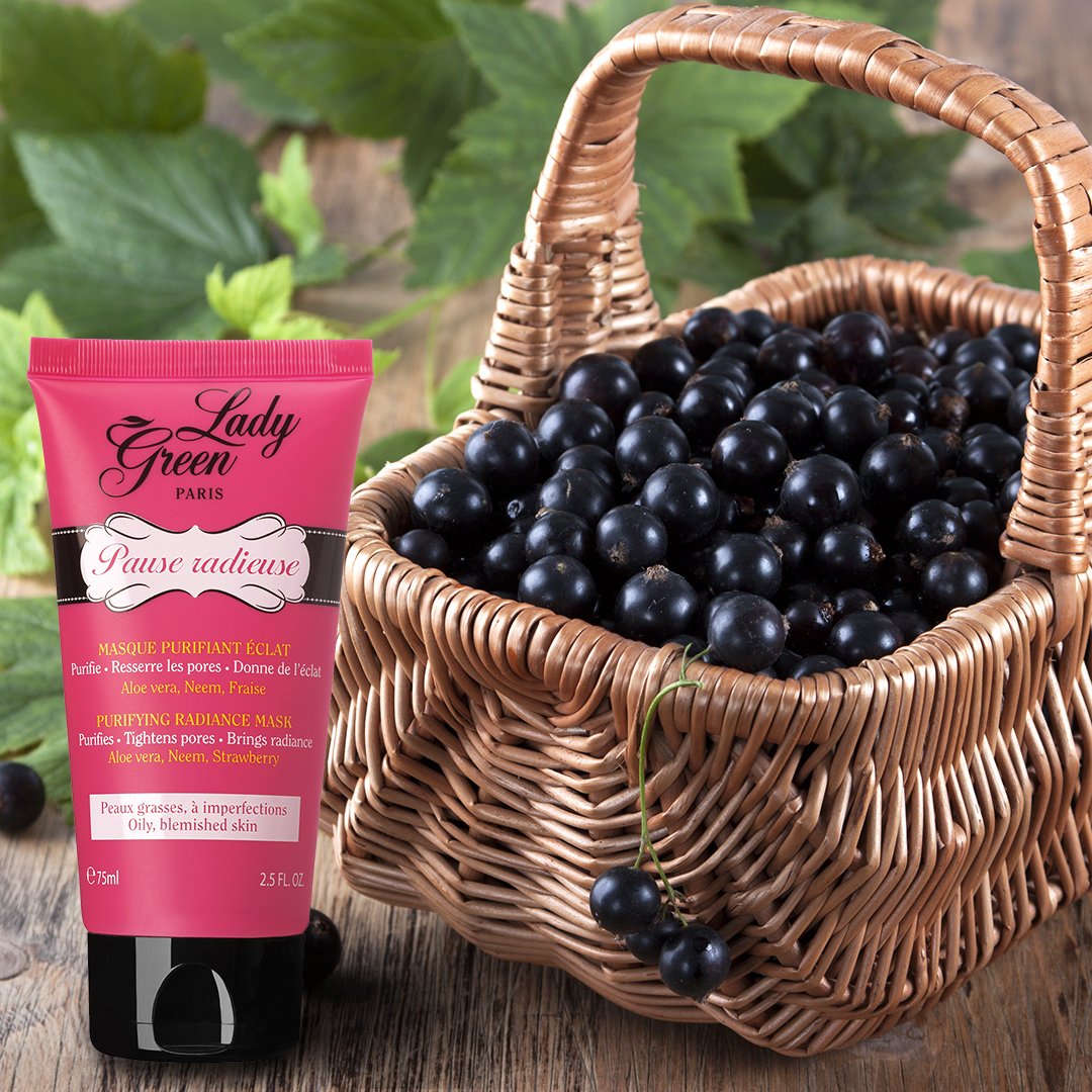 #Nosactifs  
On le sait: nos Ladies adorent les odeurs fruitées ;)  C’est donc tout naturellement qu’on trouve des extraits de cassis dans notre masque Pause Radieuse. Pour la touche de gourmandise, mais surtout pour l'éclat qu'il donne au teint. ✨