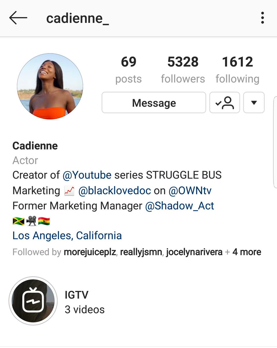 Cadienne IG: Cadienne_Marketing for Black Love Doc on OWNTv Former marketing manager at Shadow Act