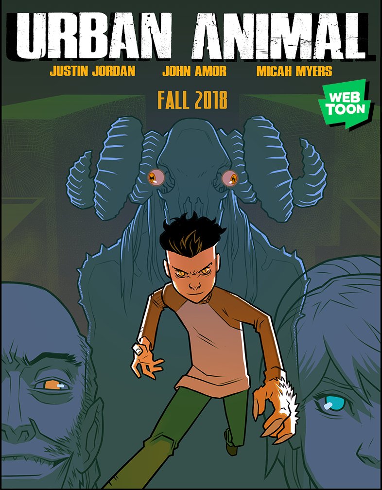 JohnAmor's tweet photo. Excited to finally announce this.

URBAN ANIMAL is a Featured Comic coming to Line Webtoon this Fall.

#urbananimal #urbanfantasy #justinjordan #micahmyers #johnamor #linewebtoon #webtoon #webcomic https://t.co/LM5DgYDBUQ