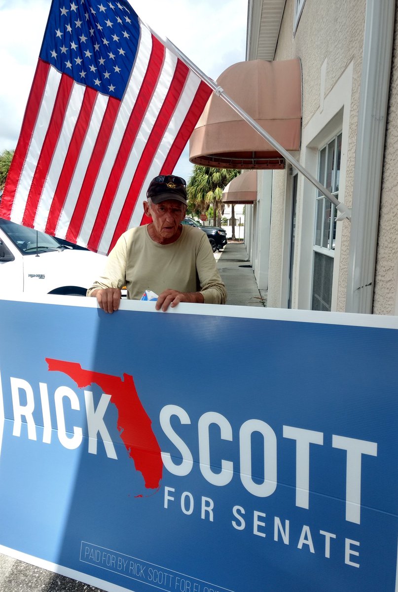 MLGoudelock's tweet photo. Mr. Alvarez likes Rick Scott!! Signs going to Fellesmere today for #TeamSpaceCoastGOP to keep #FLRed #MAGA #TeamFL https://t.co/2ijLAsFNrt