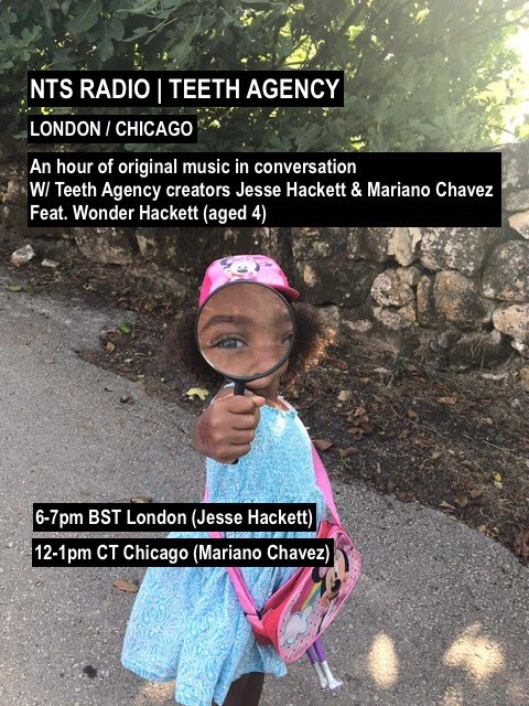 ESKAonline's tweet photo. LISTEN TO @NTSlive 2 NOW 6-7pm BST / 12-1pm CT #TEETHAGENCY hour of original music in conversation with creators #JesseHackett #MarianoChavez feat. new music from my baby girl Wonder Hackett (aged 4) 😍 #ProudMama + new Teeth Agency single Q.O.T.N. Queen of the Night... https://t.co/FjoQE0vGm0