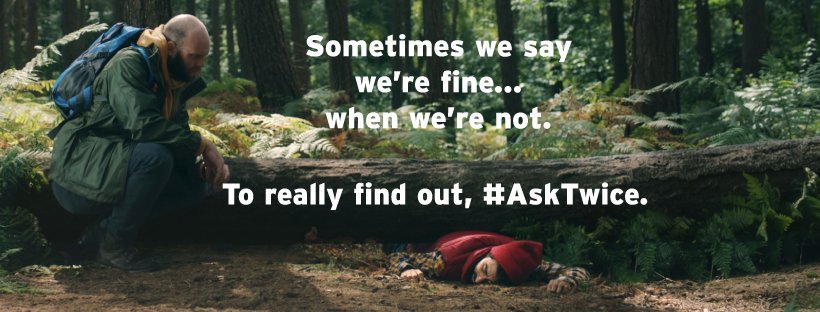 I'm really proud to have played a part in the #AskTwice campaign for <a href="/TimetoChange/">Time to Change</a>, and proud of all my colleagues who made it happen. It seems simple, but it's the product of a lot of work and careful thought.