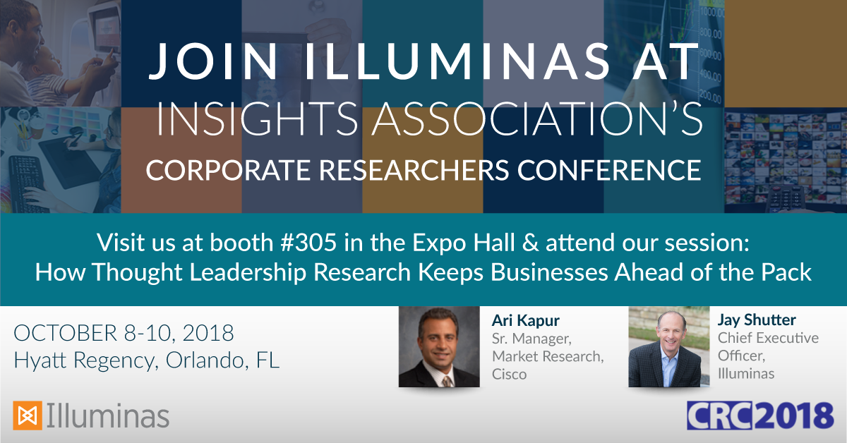 Illuminas's tweet photo. We hope to see you next week! Stop by our booth and say hello to our team. #CRC2018 #InsightsAssociation https://t.co/HuF3XWTGn0