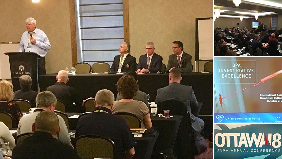 OPPCommissioner's tweet image. Pleased to be joined by @OttawaPolice Chief Bordeleau to address 120 international delegates at the @iabpa2018 Annual Conference about the integral role of #BloodstainPatternAnalysis in investigative excellence #Forensics