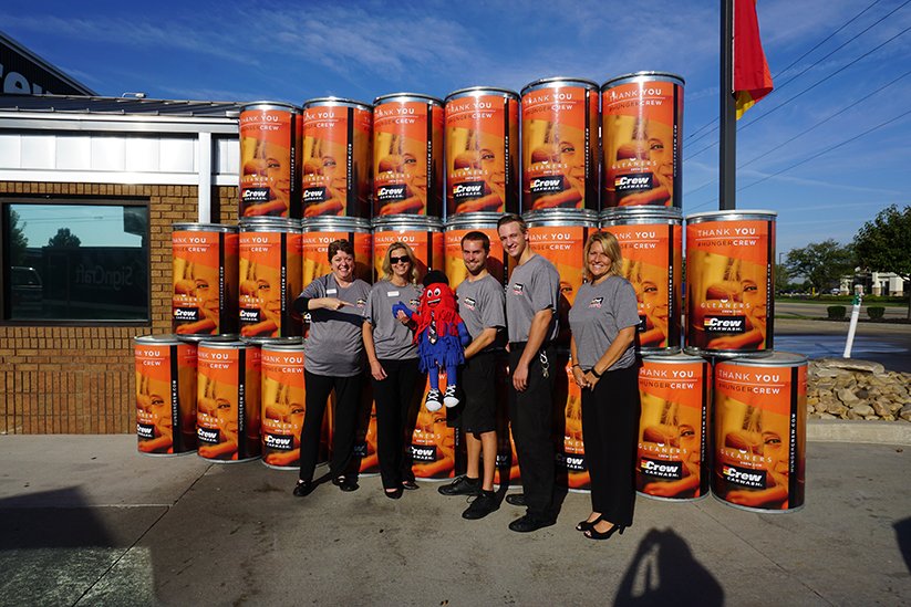 GleanersFBIndy's tweet photo. Don't forget to join our #HungerCrew this weekend at your local @Crew_Carwash! All food and monetary donations benefit Gleaners and get you a FREE FastWax. Who knows? Your location may have a special guest appearance. https://t.co/4iQd1d7Ihg Together #WeFeedIND https://t.co/49j5AdKUTR