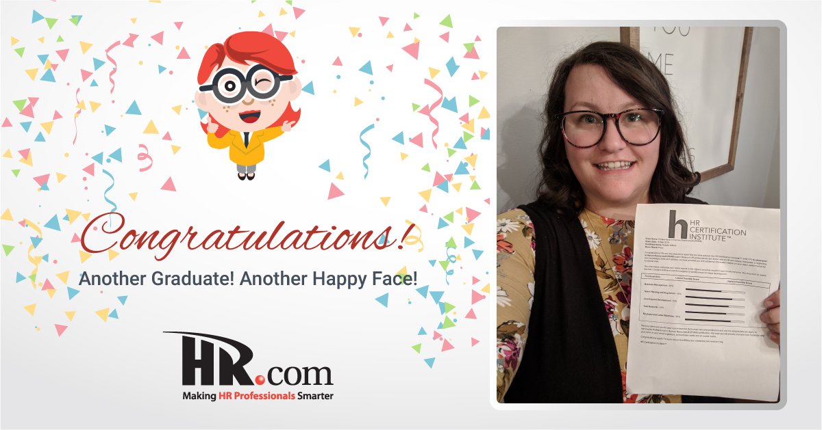 HRdotcom's tweet photo. Congratulations to Natalie a recent graduate from our #PHR exam class.
Get #HRCertified and elevate your Career in HR with https://t.co/TlMSPptCCY
Certification - https://t.co/H306DOWqaA
Recertification - https://t.co/FwNksUT4ge
#HumanResources #HRComPrep #HREducation #HRCI #SHRM https://t.co/zcS7JfRl0Q