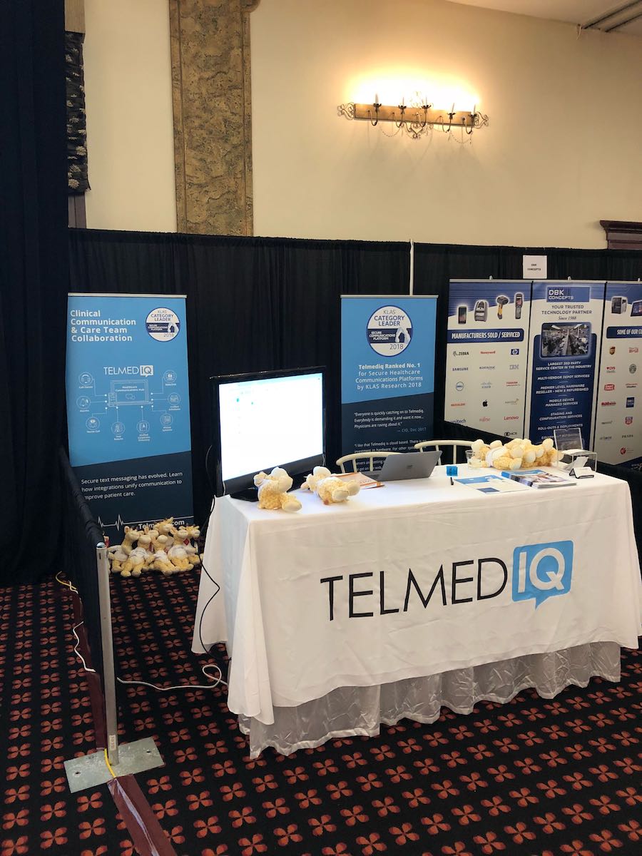 Telmediq's tweet photo. If you're at the @sflhimss #Integrate2018 Fall conference, come say hi to Michael at booth 17 on the conference floor to learn about how a unified clinical communications platform can help prepare your hospital for years to come. #SFLHIMSS https://t.co/zdmo46KmHP
