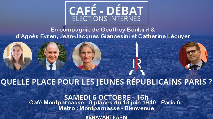jeunesreps75's tweet photo. 📅 Nous vous donnons rendez-vous Samedi 6 octobre à 16h pour écouter les propositions, sur la place des #JeunesRépublicains - Paris, des candidats à la présidence @lRepublicains75 🤔 #SaveTheDate
➡️ https://t.co/ay6f9yqJHR https://t.co/cHk4jPOqp2