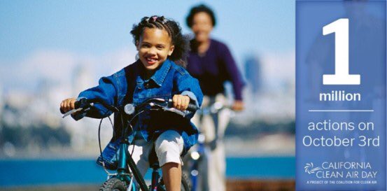 On Wednesday, October 3rd, California throughout the state, will join together to take action to reduce air pollution on #CleanAirDayCA  Have you taken the pledge? cleanairday.org