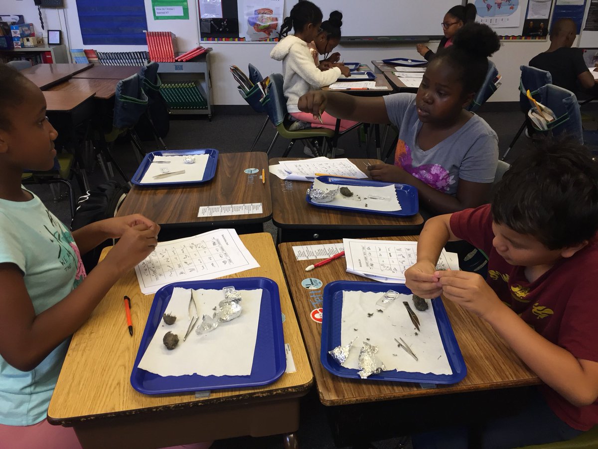 #owlpellets @CHUHBoulevard 5th grade students learning about food chains by dissecting owl pellets. #STEM