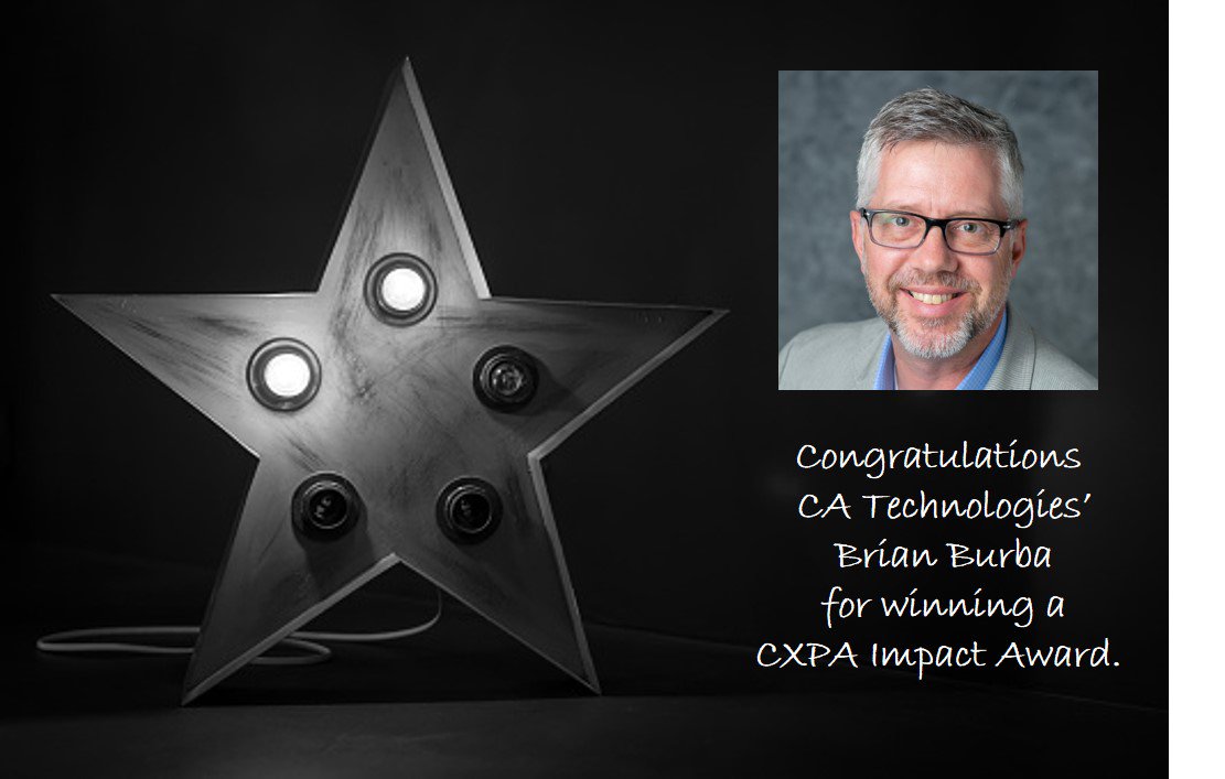 Congratulations to Brian Burba of <a href="/CAinc/">CA Technologies</a> and all the <a href="/CXPA_Assoc/">CXPA</a> #CX Impact Award Winners on #CXDay2018 cxpa.org/about/halloffa…
