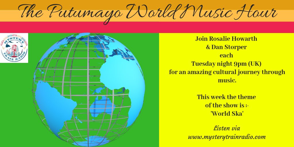 MTrainRadio's tweet photo. Listen to #WorldMusic show the Putumayo World Music Hour 9PM tonight (UK)! This weeks program exploring 'World Ska' inc. tracks from #LosPinguos, #DesmondDekker @barriozumba @thecatempire #SkaCubano #JohnnyDread @markscheiders & more. Listen via https://t.co/Pe6STTBgqa 🙂🎶😁👫🕘 https://t.co/rSJV0c8gmt