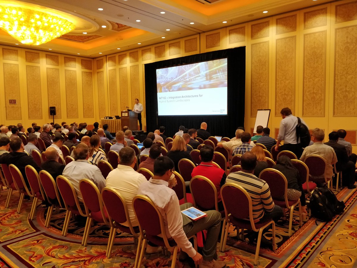 dgraversen's tweet photo. #SAPTechEd in session. Full house for first integration session. #int102 hybrid integration. https://t.co/aBfbhY1REF