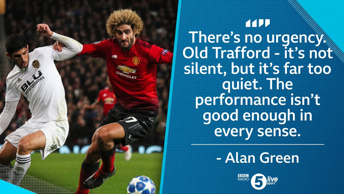 5liveSport's tweet photo. "You can hear the frustration from the fans" - Alan Green
Can @ManUtd turn it around in the final five minutes?
#MUFC 0-0 #VAL
📲 https://t.co/rRHbE6qHkV #MNUVAL #UCL https://t.co/ArePKKGVg5