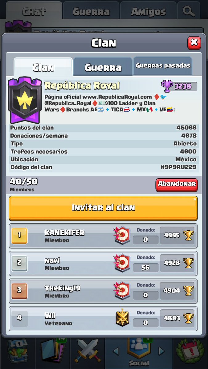¡NOTICIAS!
A nuestros seguidores les informamos que en el clan estarémos premiando ladder, donde la bolsa serán 100$

CLAN LADDER: link.clashroyale.com/invite/clan/es…

SERVIDOR: discord.gg/cAAvsVJ

Más información MD | Agradecemos la difusión.!!