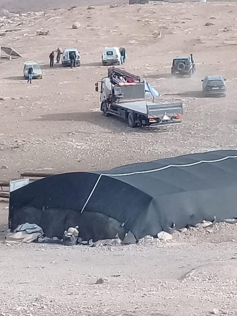 TogetherTuwani's tweet photo. Israeli army seized a new structure in #Halaweh Palestinian village, #SouthHebronHills.
The village is located inside the so called #FiringZone918: an area that the Israeli authorities want to turn into a military zone, with the consequent expulsion of the Palestinian residents. https://t.co/w6XzI9SX8r