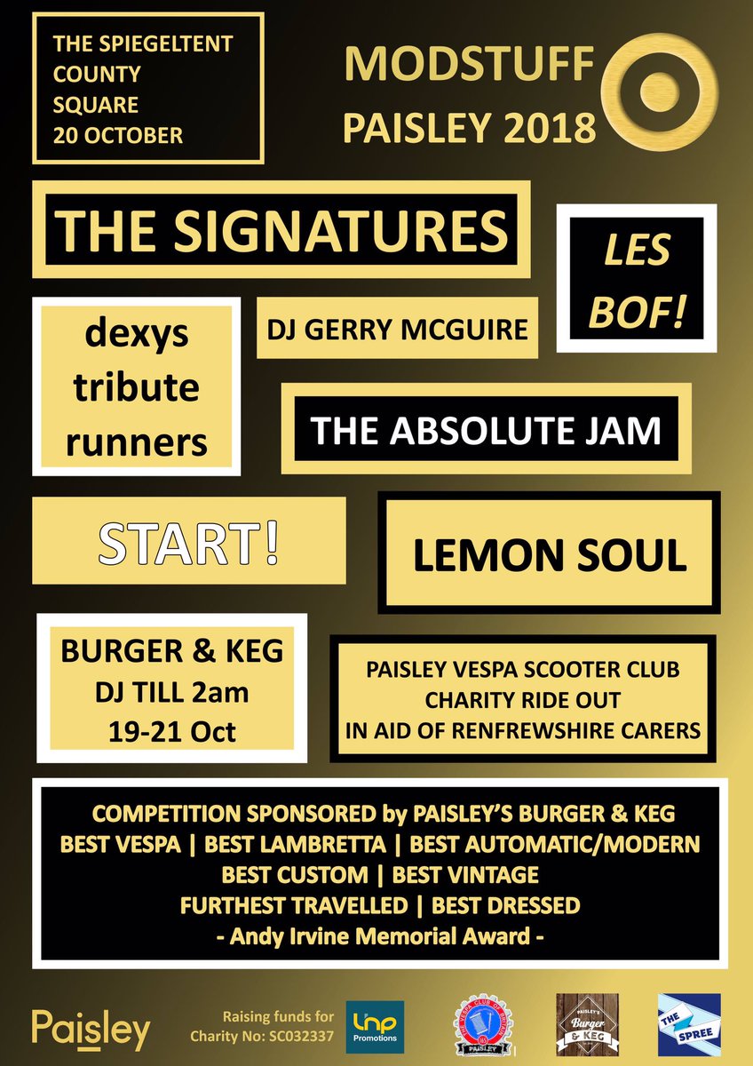 LNPPromotions's tweet image. Here’s some @les_BOF !
You’ll love them at #ModStuff #paisley @SpreeFestival 

youtu.be/wnbwwhLfj68