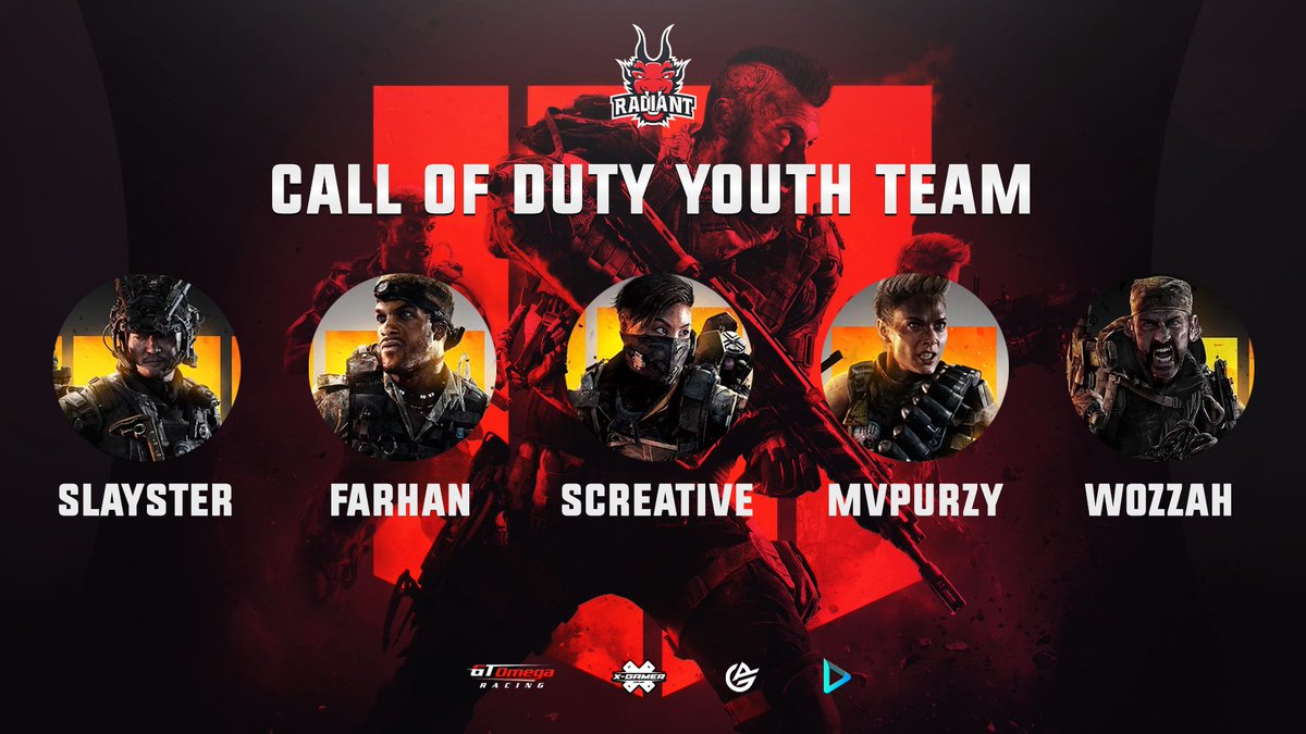RadiantEsports's tweet image. We're glad to be supporting the Call of Duty Youth scene once again. 

Join us in welcoming our 2019 roster:
🇬🇧@Slayster10 
🇬🇧@TkingFARHAN 
🇬🇧@Wozzah_ 
🇬🇧@MVPurzy 
🇬🇧@SCreatiive 

#WeAreRadiant