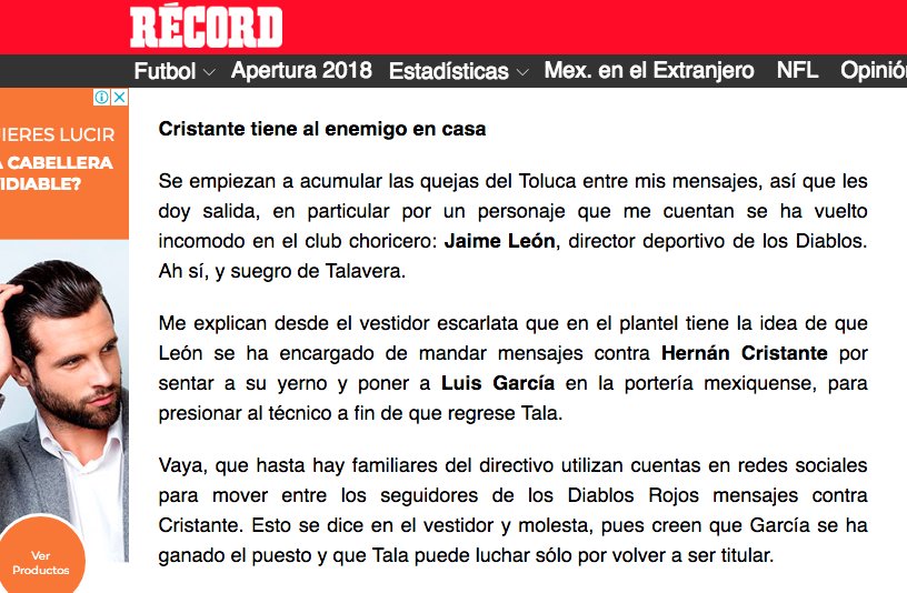 RompeRedes_'s tweet photo. QUE OPINAN LOS #diablostwitteros sobre lo que publico @record_mexico y @franco_record el dia de Hoy ? #toluca #diablos #Cristante #fuerajaimeleon 
Lamentable lo que le hacen a @hcristante https://t.co/V10SyMdRsK